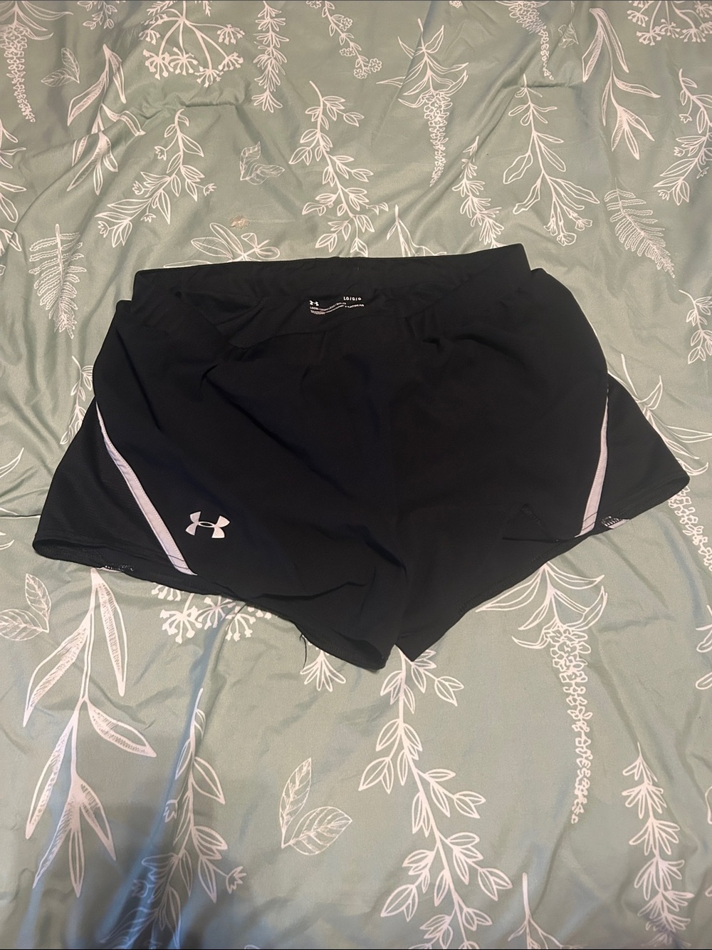 Under Armour Women’s Black Athletic Running Shorts with White Accents